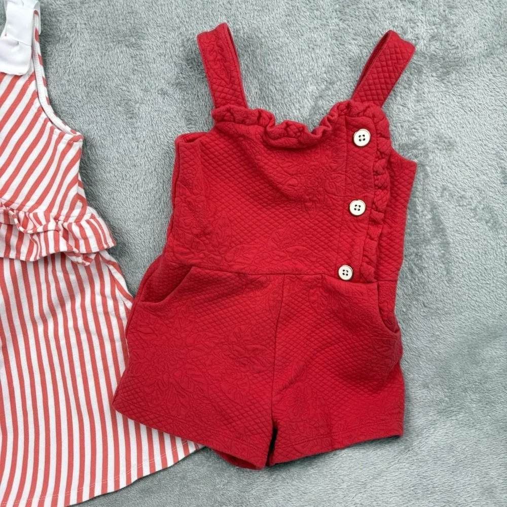 Janie and Jack Lot Size 4T Dress Romper Stripes Nautical Stripes USA Cute Girly‎